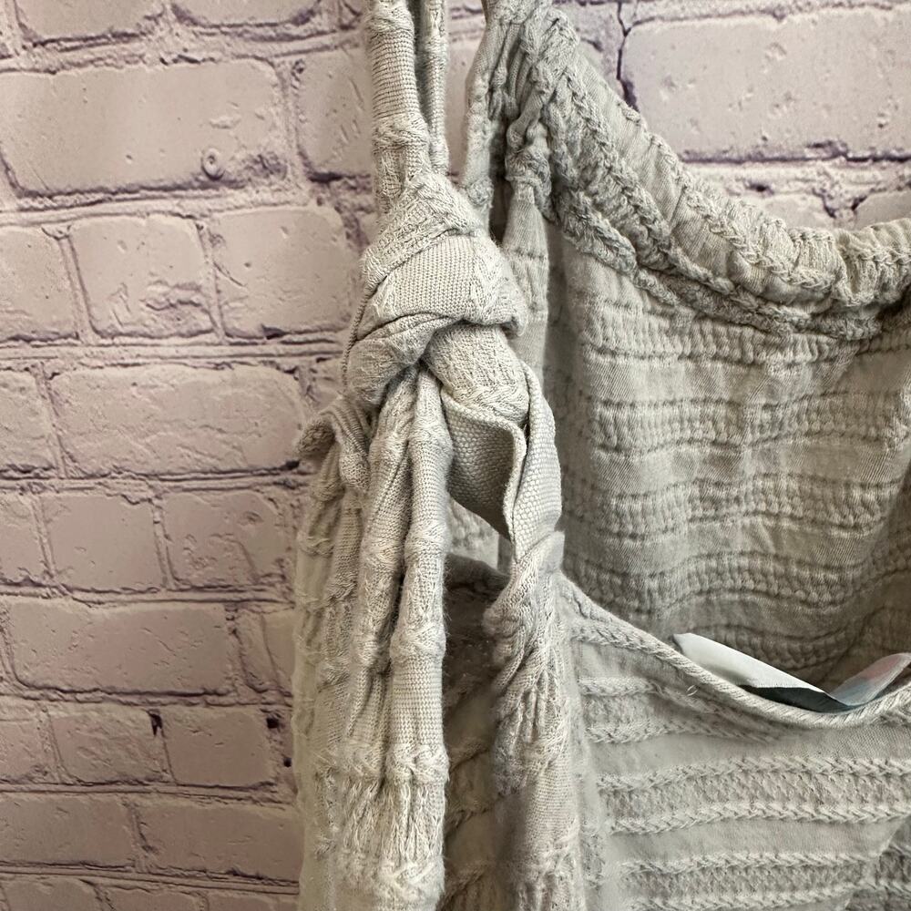 Free People Beach Convertible Mini Dress Gray Seersucker Fabric Women's Large - Picture 8 of 11